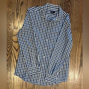Bar III Navy and White Plaid Button Down Shirt
